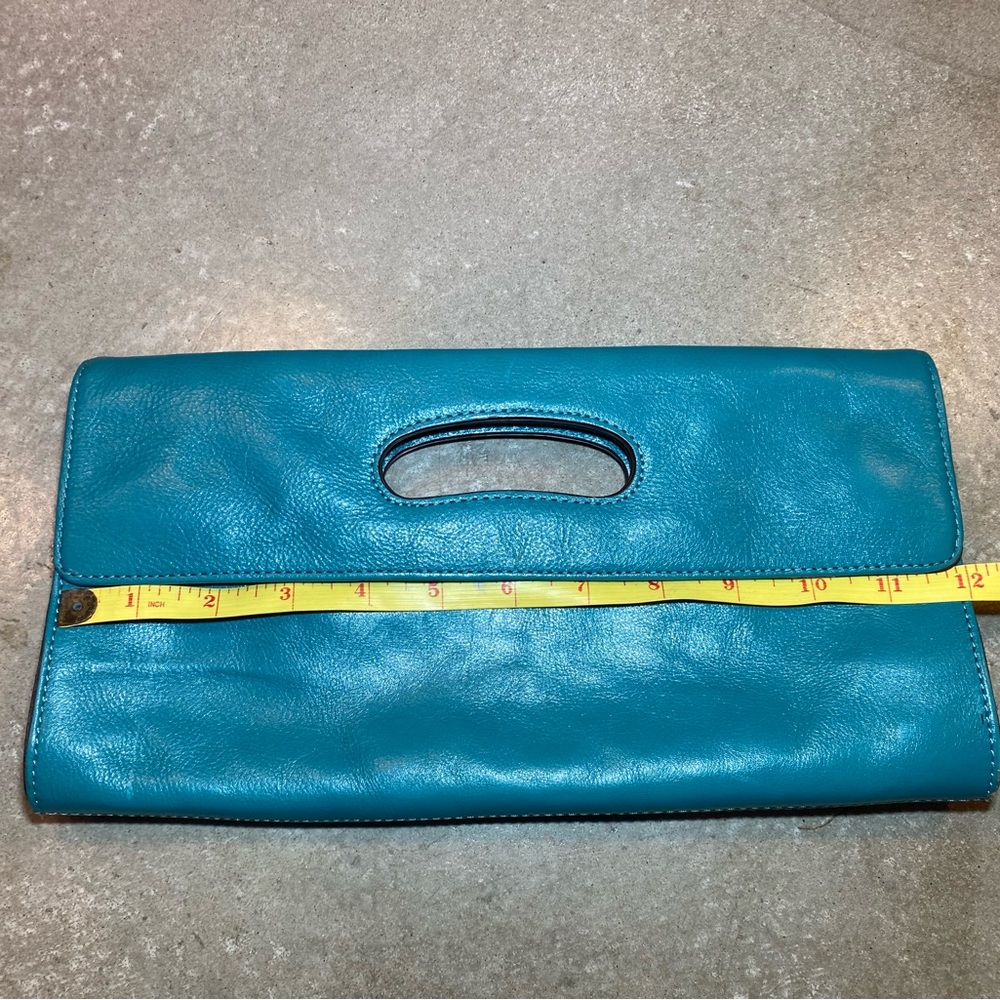 🍄 Hobo The Original Katrina Turquoise Leather Clutch - Picture 15 of 15